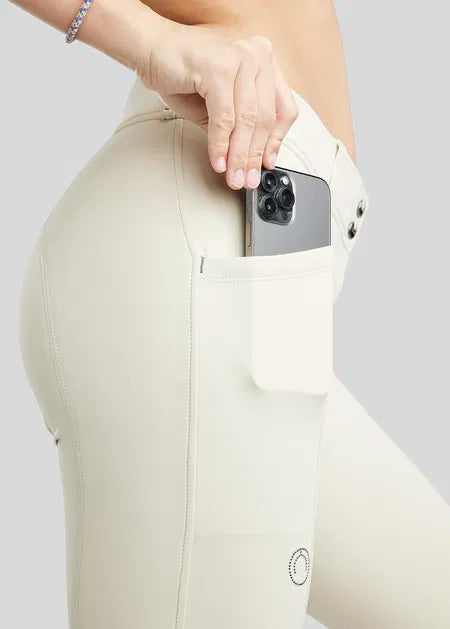 MoZida REFINED pantalones con Gun Metal Crystals KNEEGRIP - Warm Light Grey