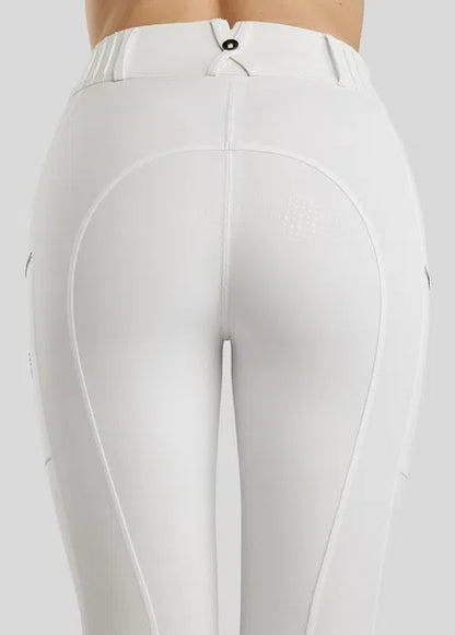 MoZuna REFINED pantalones con pliegues y Gun Metal Crystals F/G - Blanco
