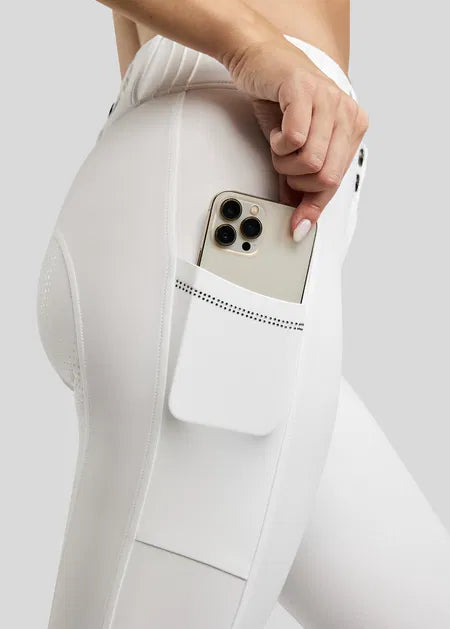 MoZuna REFINED pantalones con pliegues y Gun Metal Crystals F/G - Blanco
