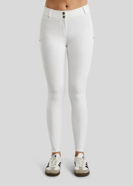 MoZuna REFINED pantalones con pliegues y Gun Metal Crystals F/G - Blanco