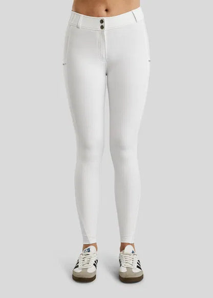 MoZuna REFINED pantalones con pliegues y Gun Metal Crystals F/G - Blanco