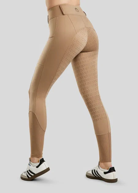 MoStar legging with Mesh and Foil Logo F/G - Latte