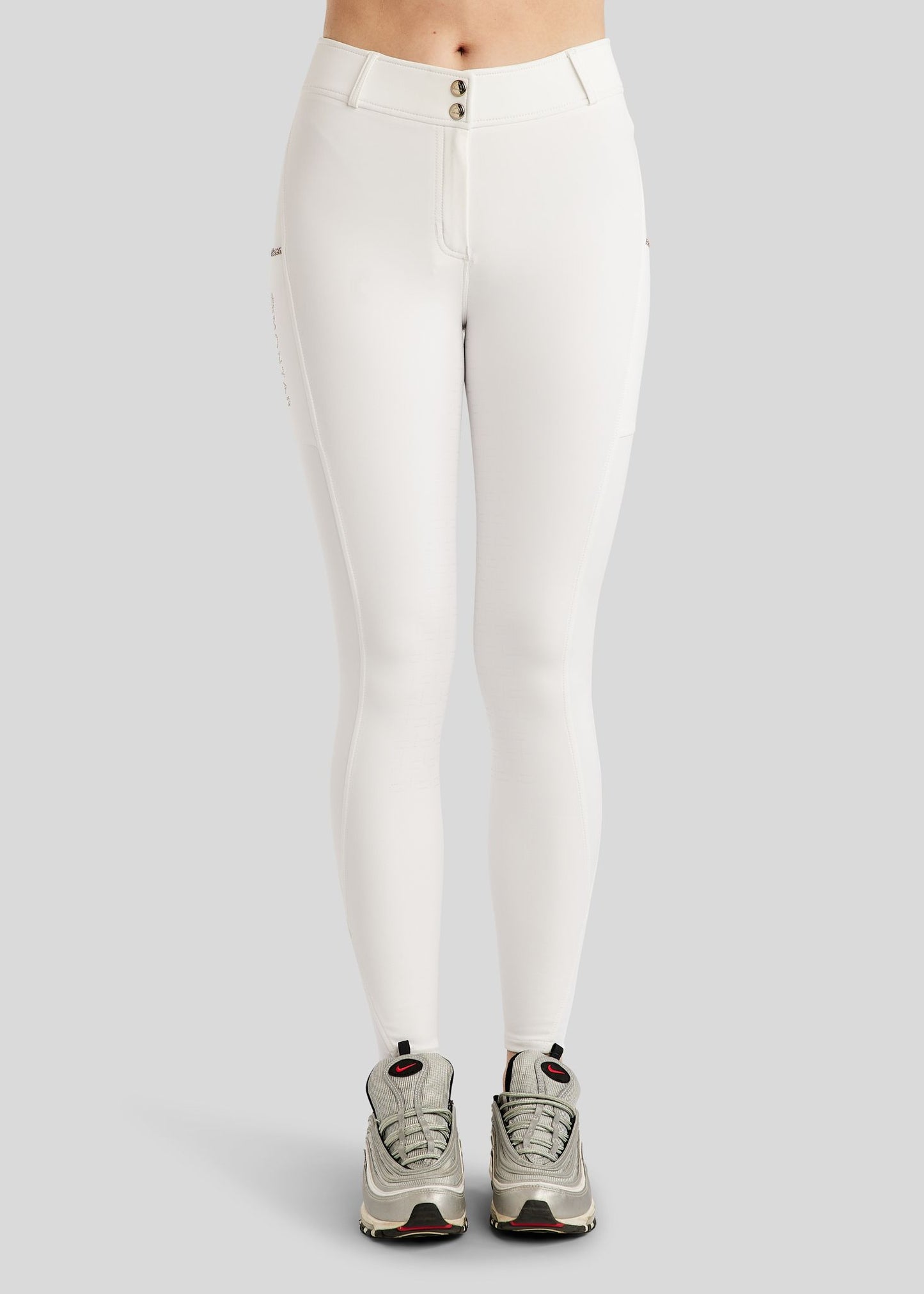 MoLila pantalón con detalles champagne F/G - Blanco