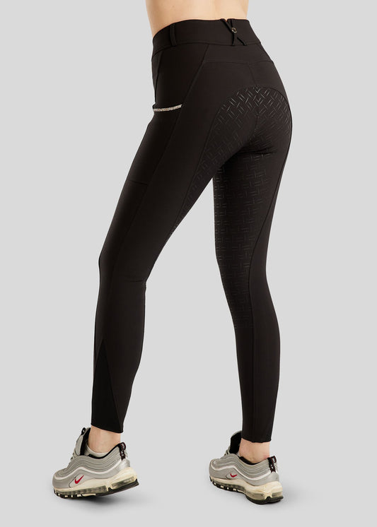 MoLila pantalón con detalles champagne F/G - Negro