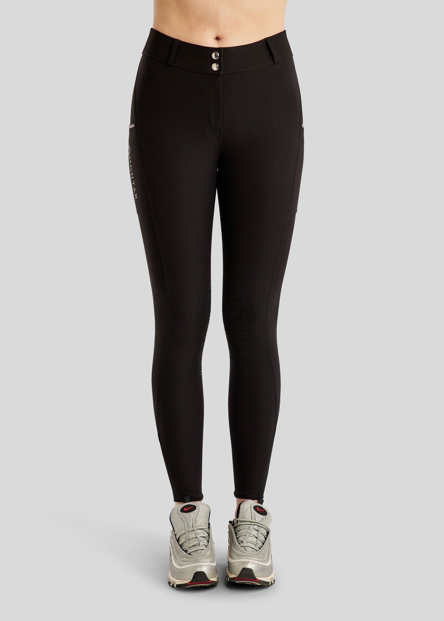 MoLila pantalón con detalles champagne F/G - Negro