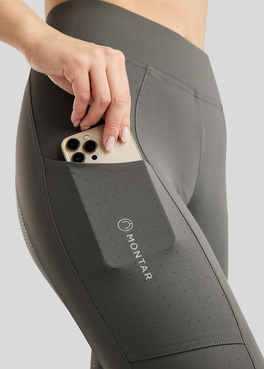MoPaulina Legging Full Grip, Lasercut - Gris