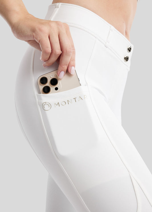 MoPhilipa pantalon Montar Champagne Logo Full Grip - Blanco
