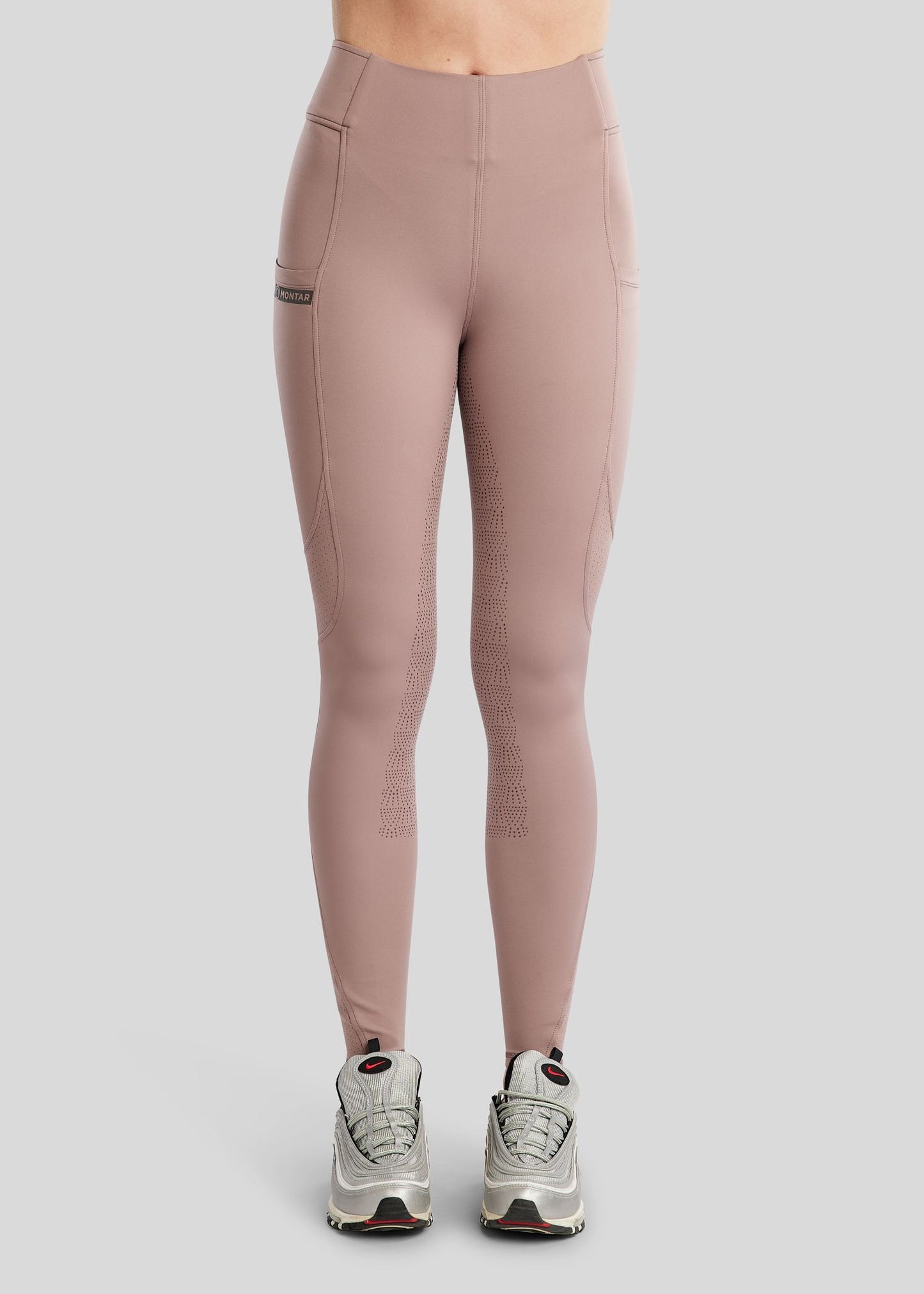 MoTilly legging Montar con Mesh y logo Gun Metall  - Blush