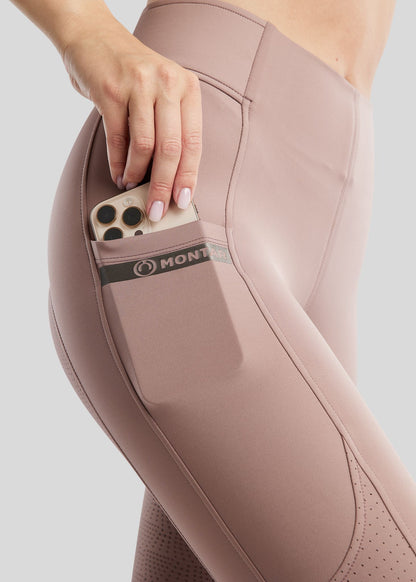 MoTilly legging Montar con Mesh y logo Gun Metall  - Blush