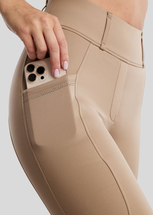 MoEverlisa legging Montar Full Grip con brillis - Taupe