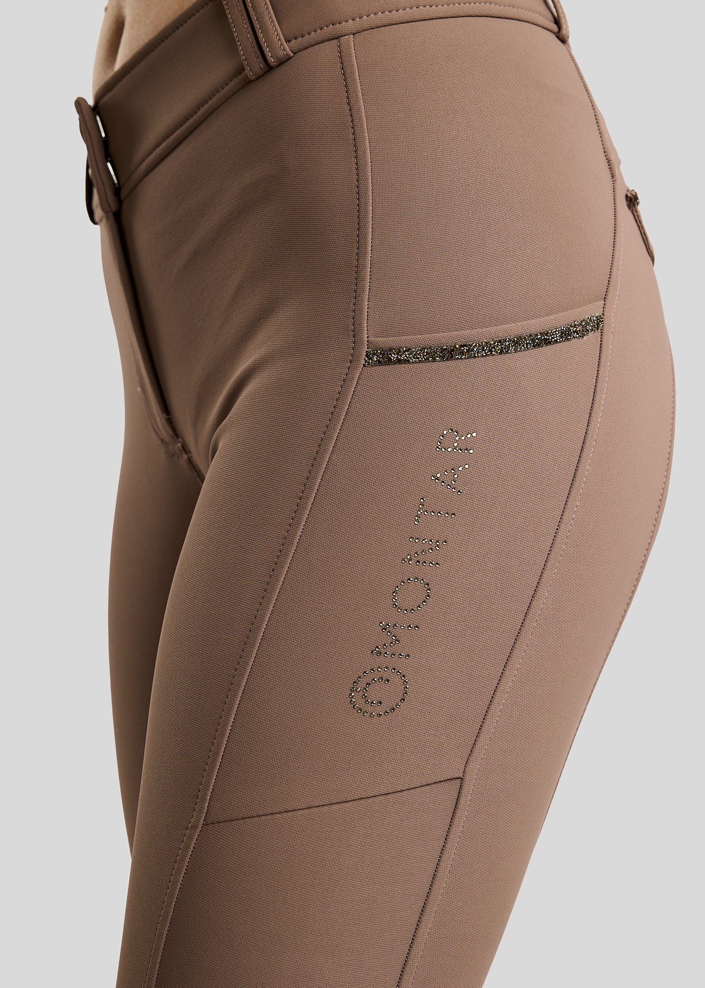 MoVeronica pantalon Montar F/G detalles con Golden Quarz - Nougat Brown