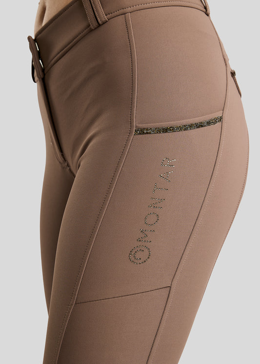 MoVeronica pantalon Montar F/G detalles con Golden Quarz - Nougat Brown