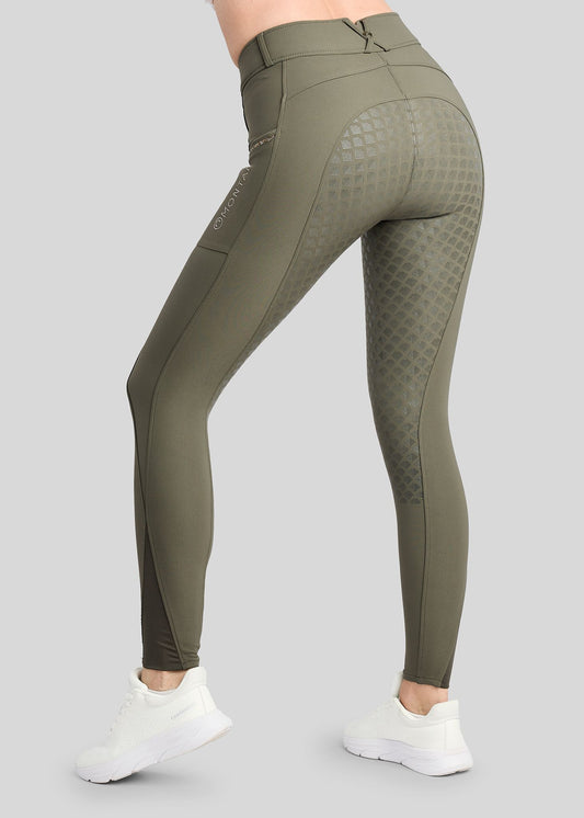 MoVeronica pantalon Montar F/G detalles con Golden Quarz - Forest Green