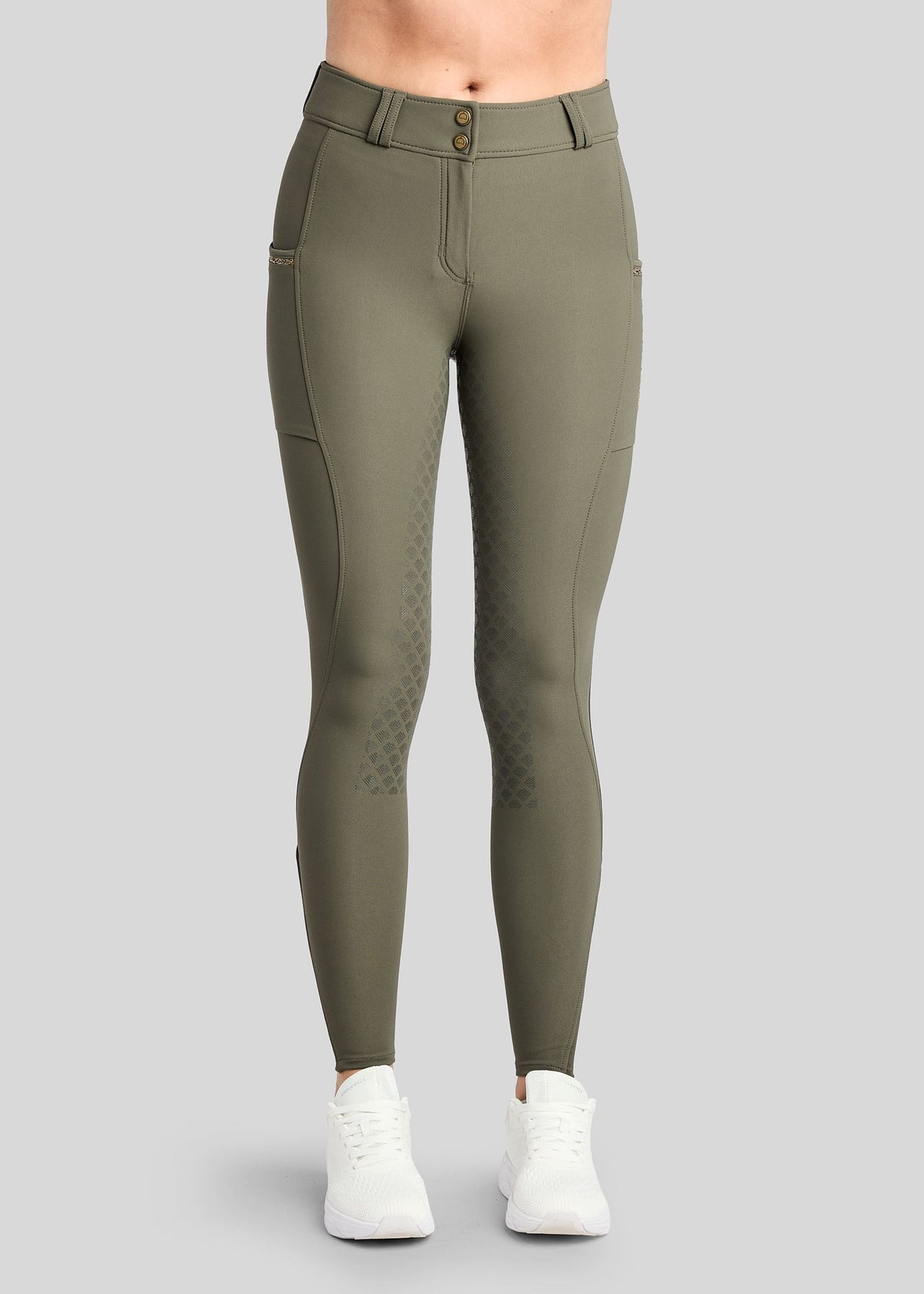 MoVeronica pantalon Montar F/G detalles con Golden Quarz - Forest Green