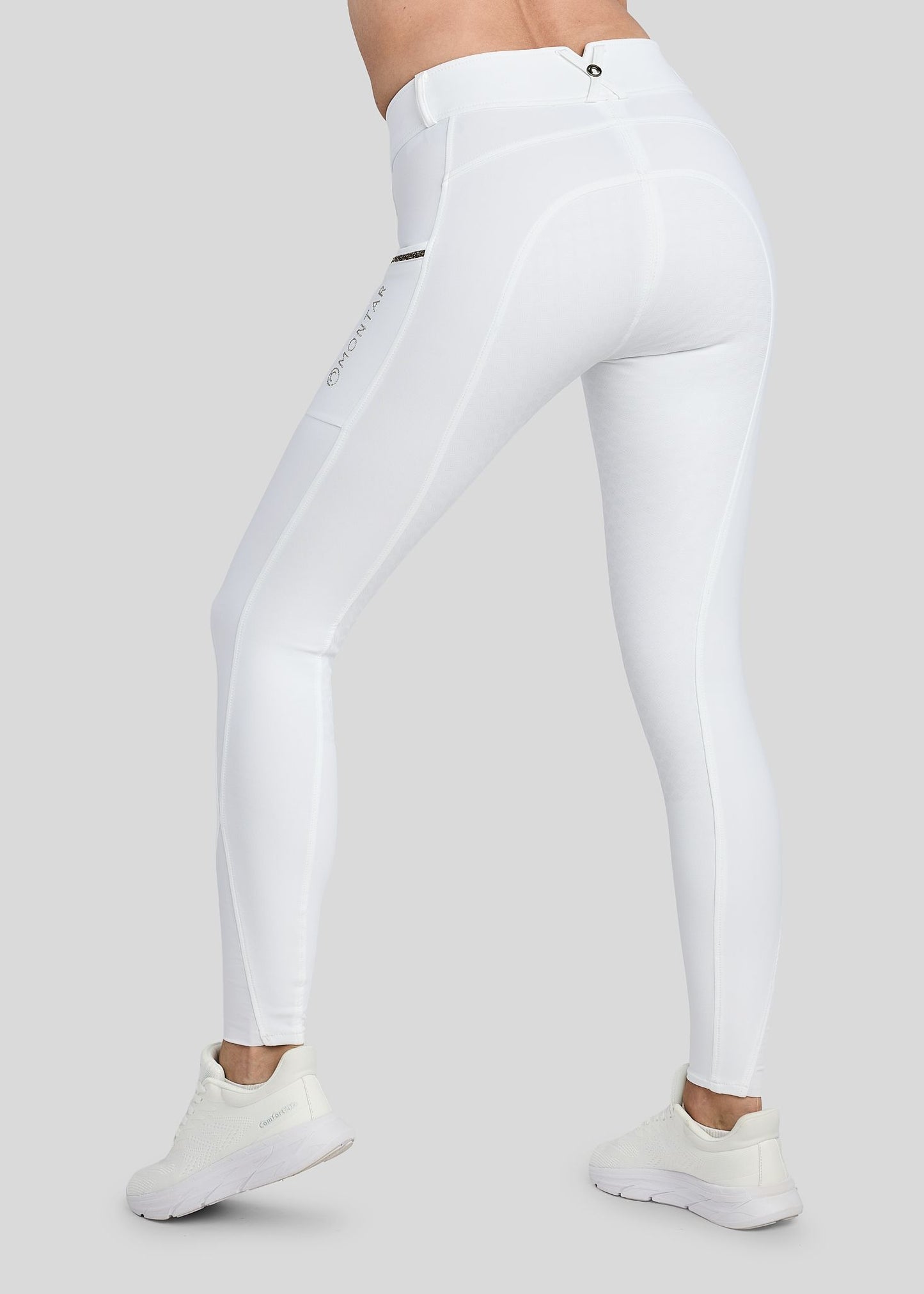MoVeronica pantalon Montar F/G detalles con Golden Quarz - Blanco
