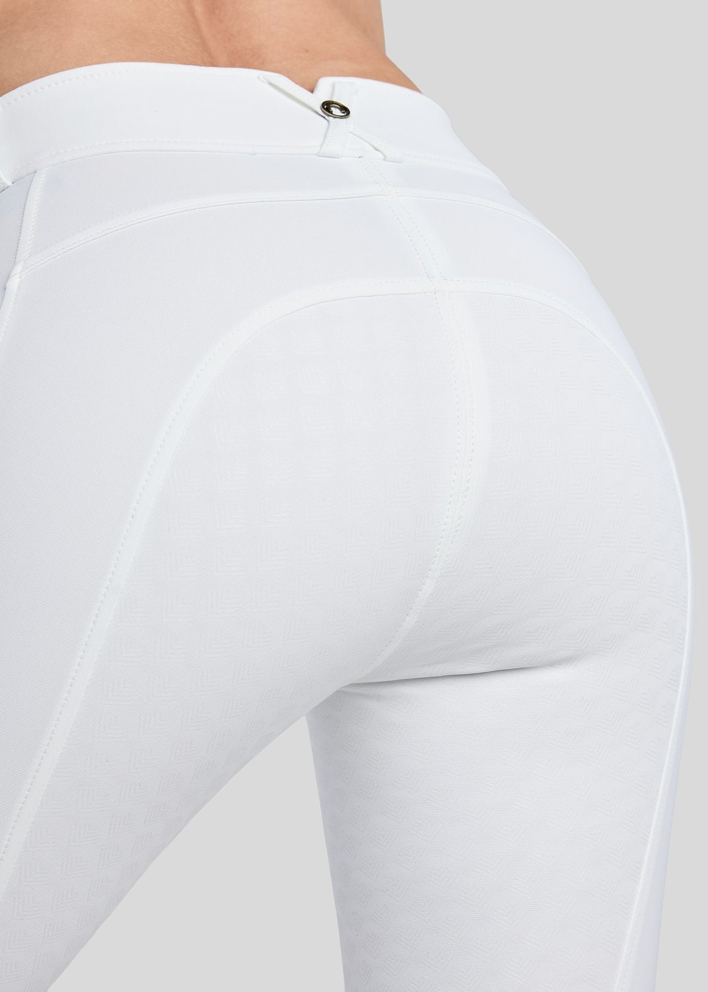 MoVeronica pantalon Montar F/G detalles con Golden Quarz - Blanco