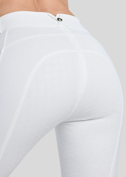 MoVeronica pantalon Montar F/G detalles con Golden Quarz - Blanco