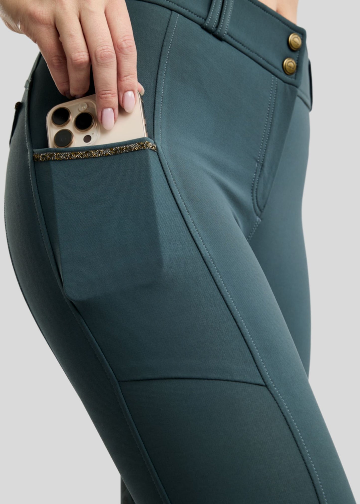 MoVeronica pantalon Montar F/G detalles con Golden Quarz - Dark Slate