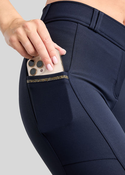 MoVeronica pantalon Montar F/G detalles con Golden Quarz - Navy