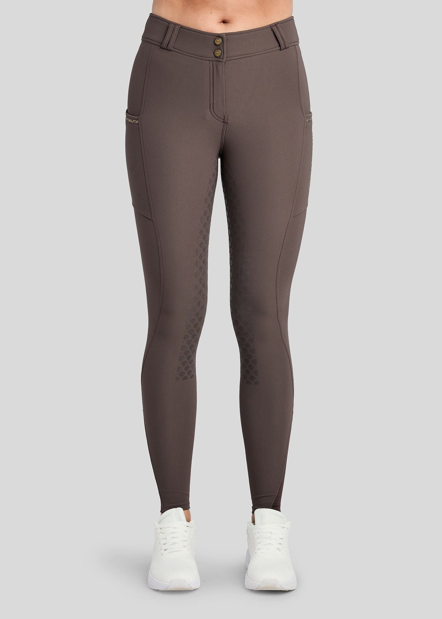 MoVeronica pantalon Montar F/G detalles con Golden Quarz - Black Peony