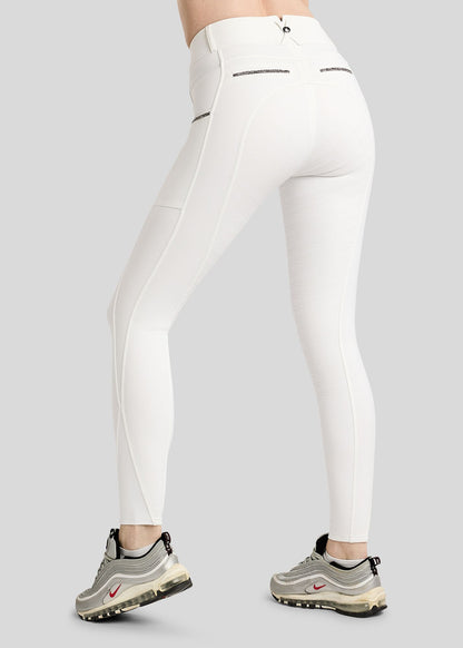 MoMaisy Pantalón Full Grip con detalles Gun Metal Crystal - Blanco