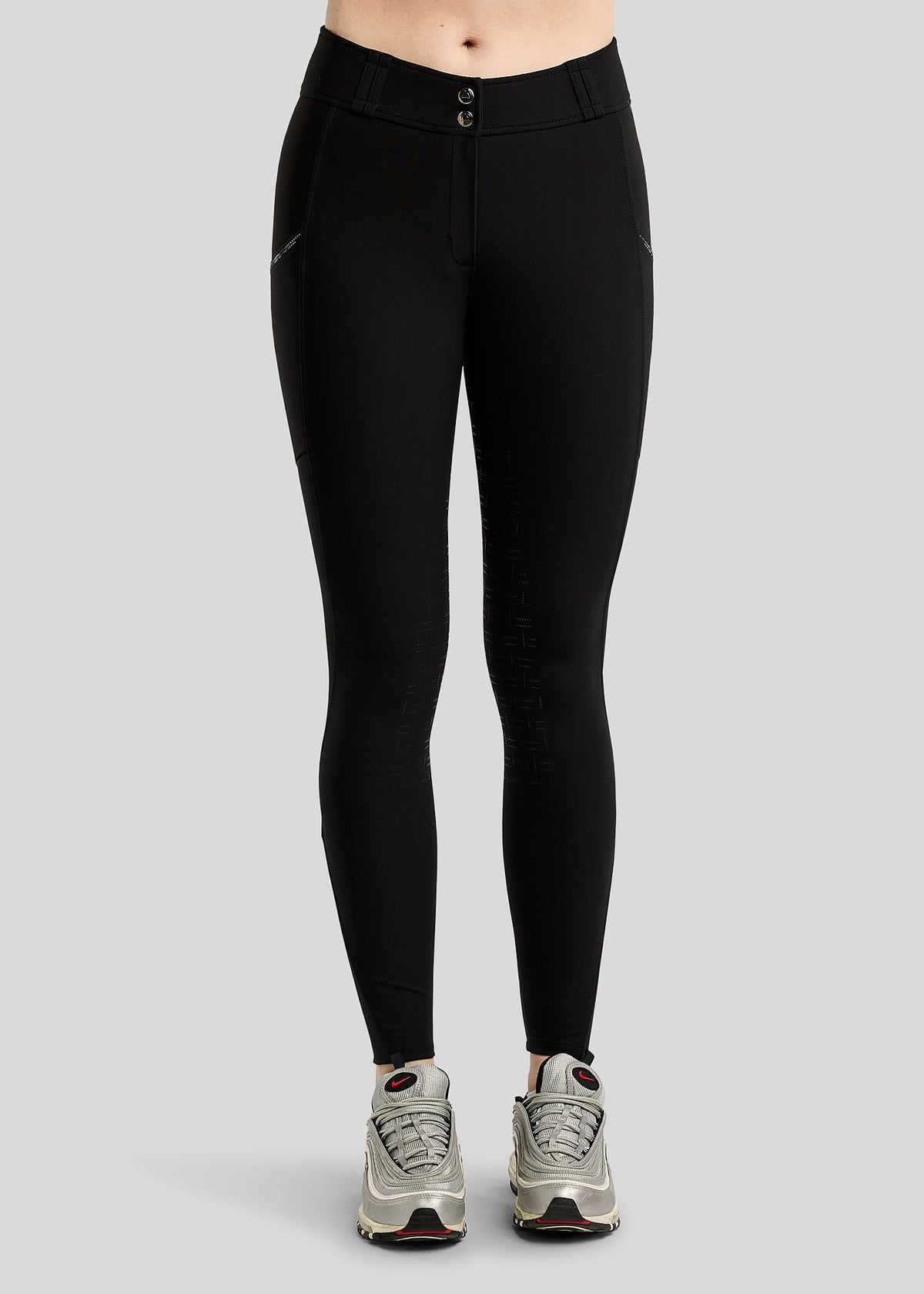 MoMaddy Pantalón F/G con Cristales Gun Metal - Negro