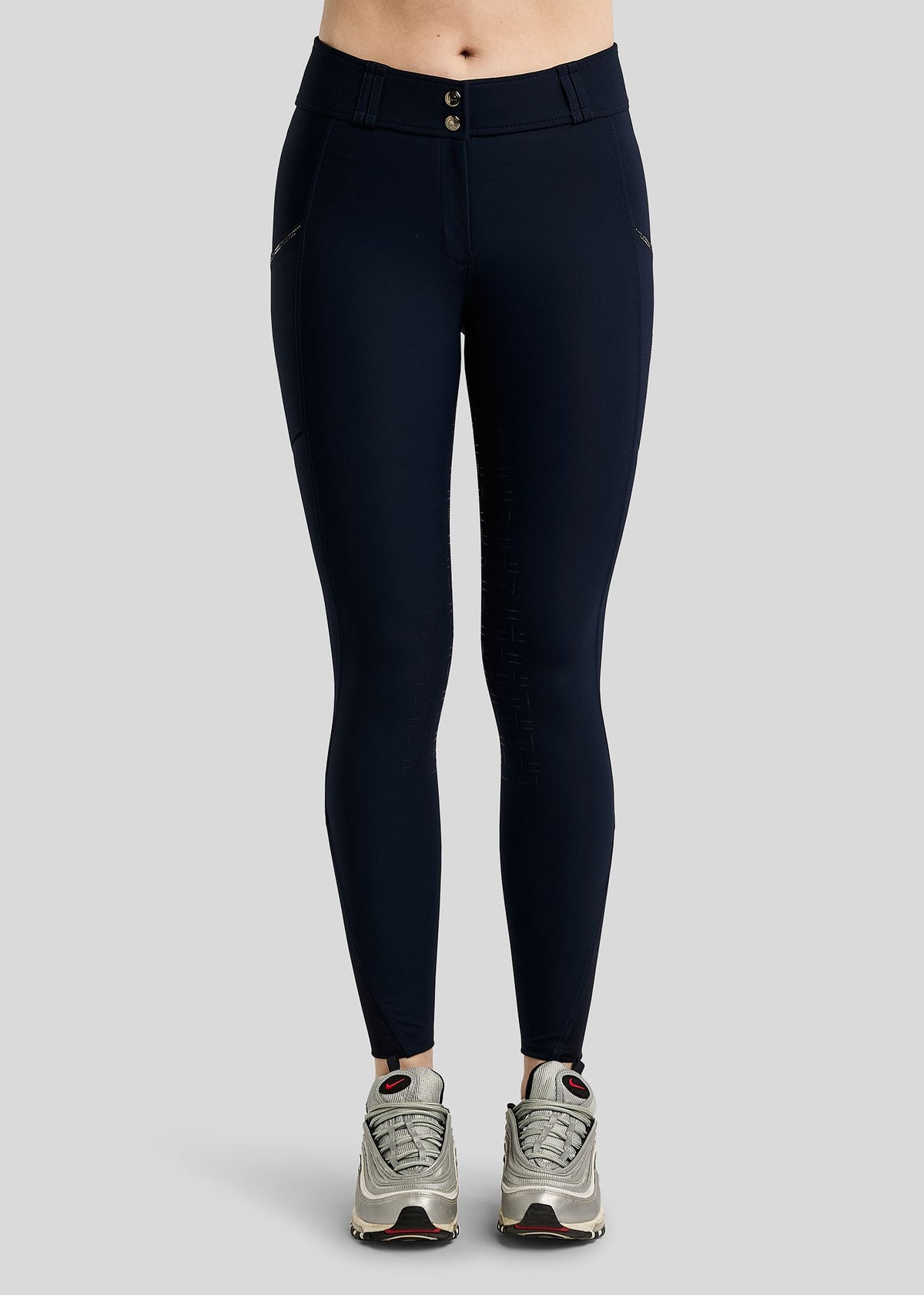 MoMaddy Pantalón F/G con Cristales Gun Metal - Navy