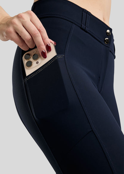 MoMaddy Pantalón F/G con Cristales Gun Metal - Navy