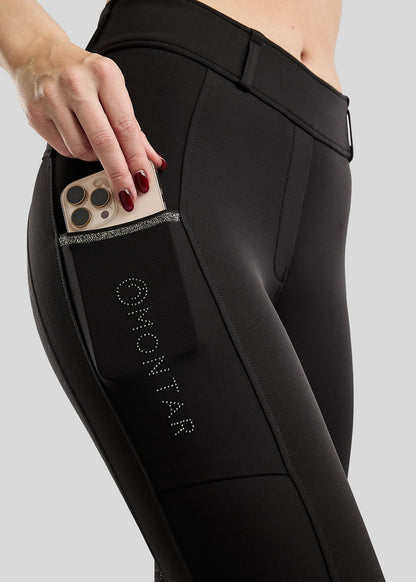 MoMaisy Leggings Montar F/G con Crystal Tape Gun Metal - Negro