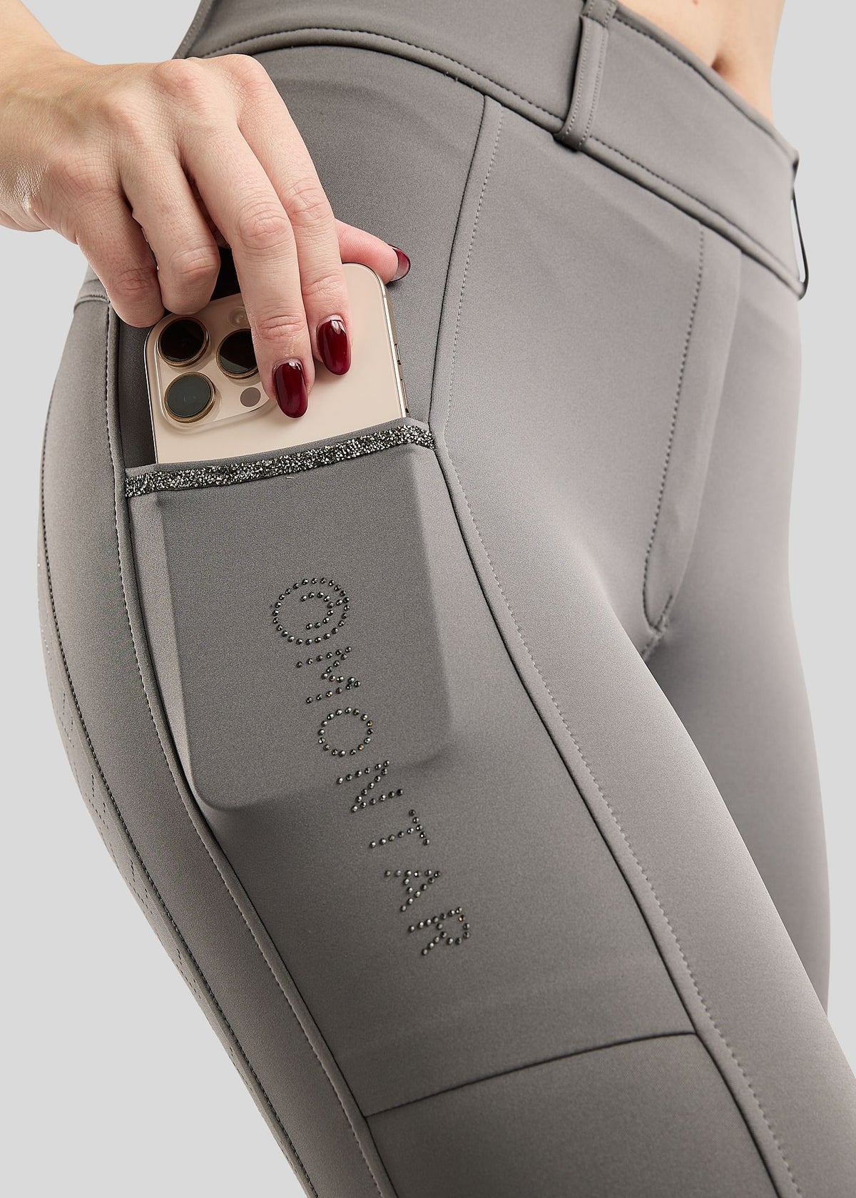 MoMaisy Leggings Montar F/G con Crystal Tape Gun Metal - Gris