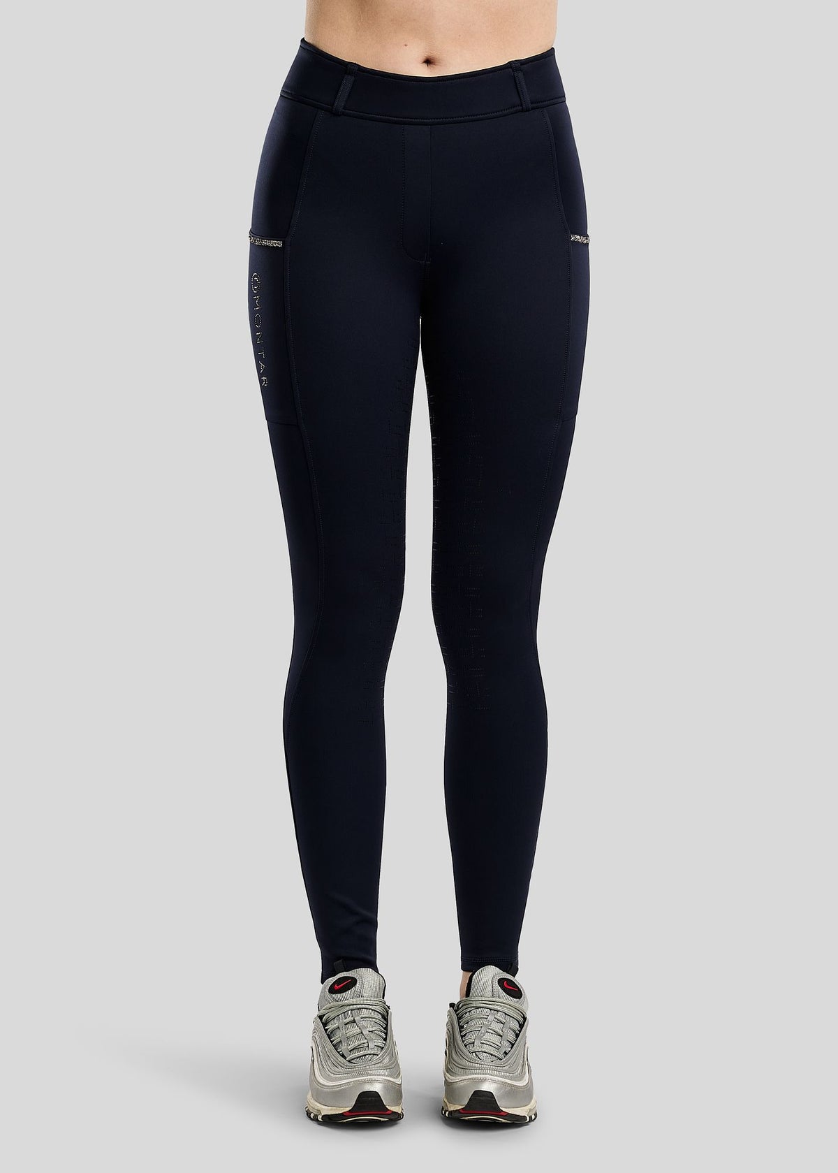 MoMaisy Leggings Montar F/G con Crystal Tape Gun Metal - Navy