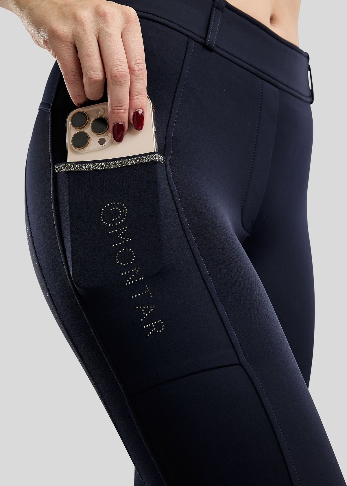 MoMaisy Leggings Montar F/G con Crystal Tape Gun Metal - Navy