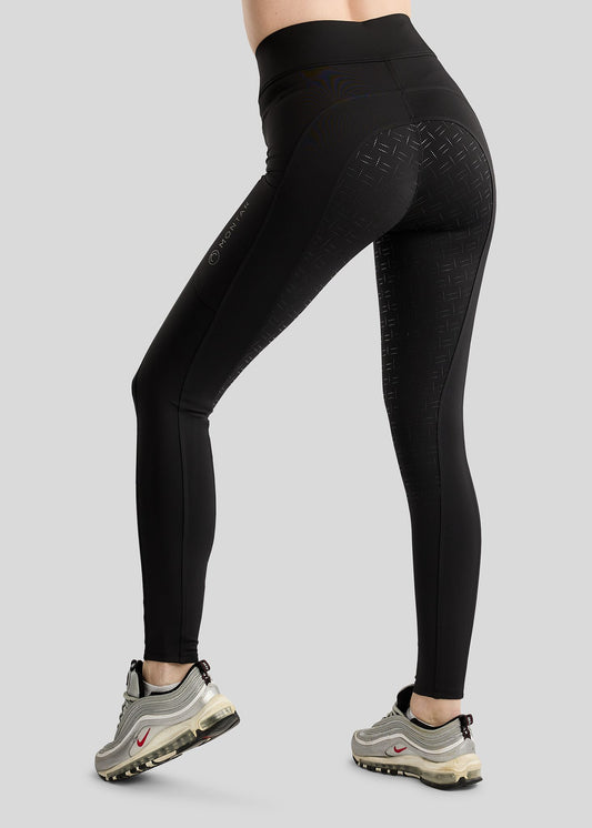 MoFair Leggings de Equitación F/G con Logo Gun Metal - Negro