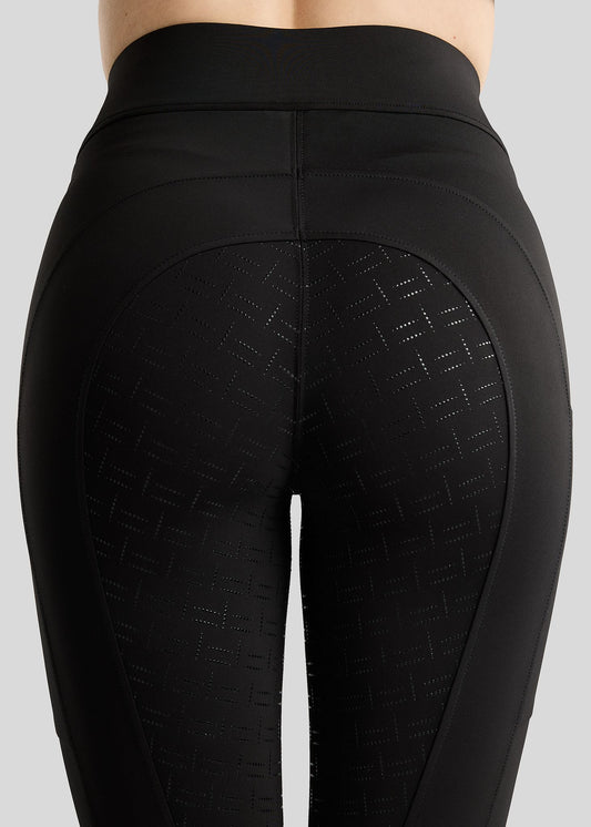 MoFair Leggings de Equitación F/G con Logo Gun Metal - Negro