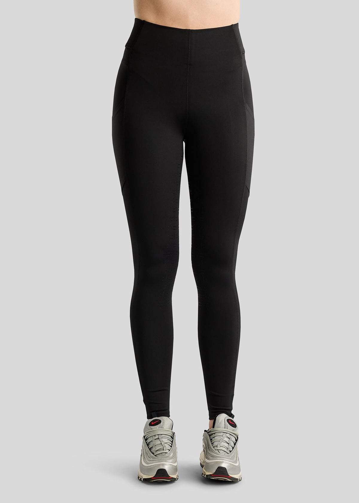 MoFair Leggings de Equitación F/G con Logo Gun Metal - Negro
