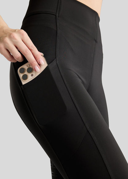 MoFair Leggings de Equitación F/G con Logo Gun Metal - Negro