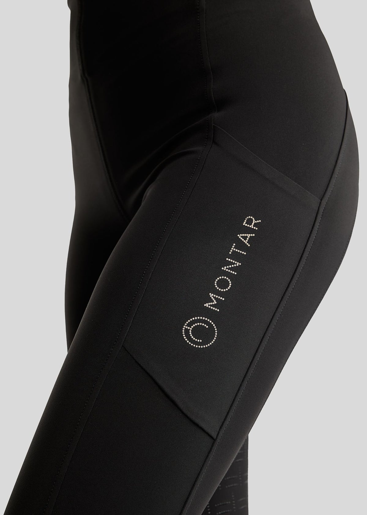 MoFair Leggings de Equitación F/G con Logo Gun Metal - Negro