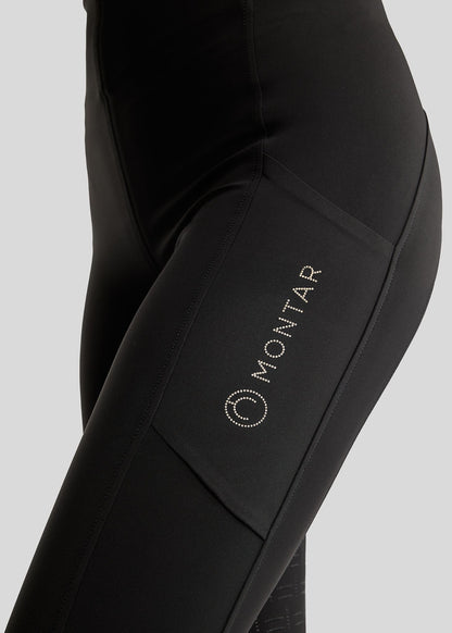 MoFair Leggings de Equitación F/G con Logo Gun Metal - Negro