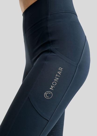 MoFair Leggings de Equitación F/G con Logo Gun Metal - Navy