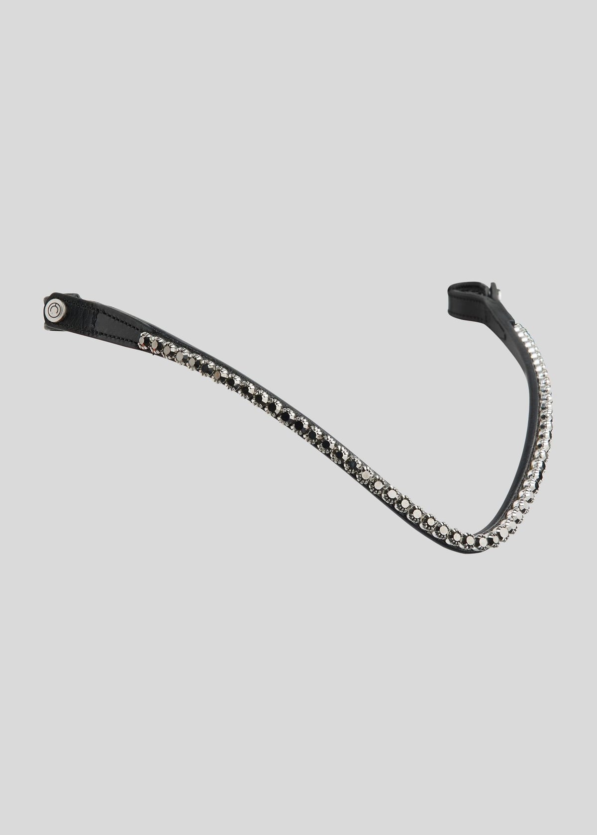 FAIR Frontalera de Cuero Premium Montar -Gun Metal Cristals