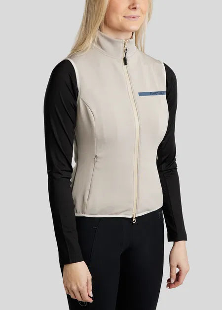 MoStella Nylon Vest With Mesh and Contrast Logo Print Light Silver Grey