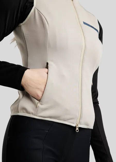 MoStella Nylon Vest With Mesh and Contrast Logo Print Light Silver Grey