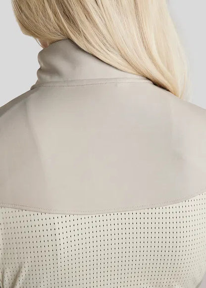 MoStella Nylon Vest With Mesh and Contrast Logo Print Light Silver Grey