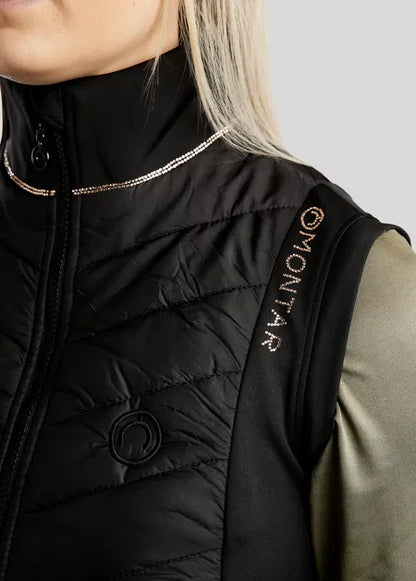 MoMary Hybrid Bodywarmer con Rosegold Crystals - Negro