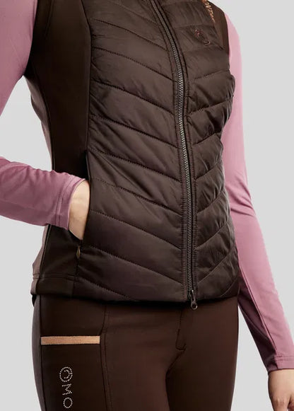 MoMary Hybrid Bodywarmer con Rosegold Crystals - Marrón