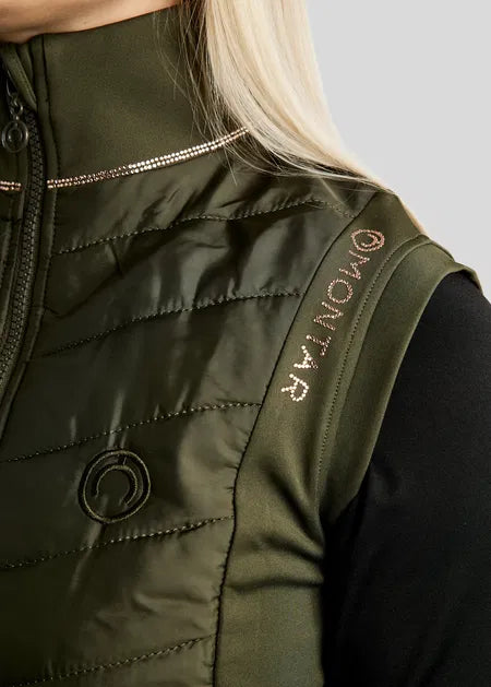 MoMary Hybrid Bodywarmer con Rosegold Crystals - Olive