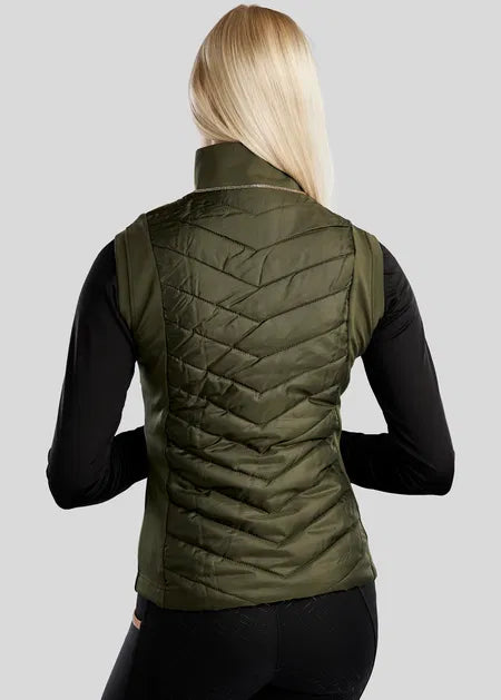 MoMary Hybrid Bodywarmer con Rosegold Crystals - Olive