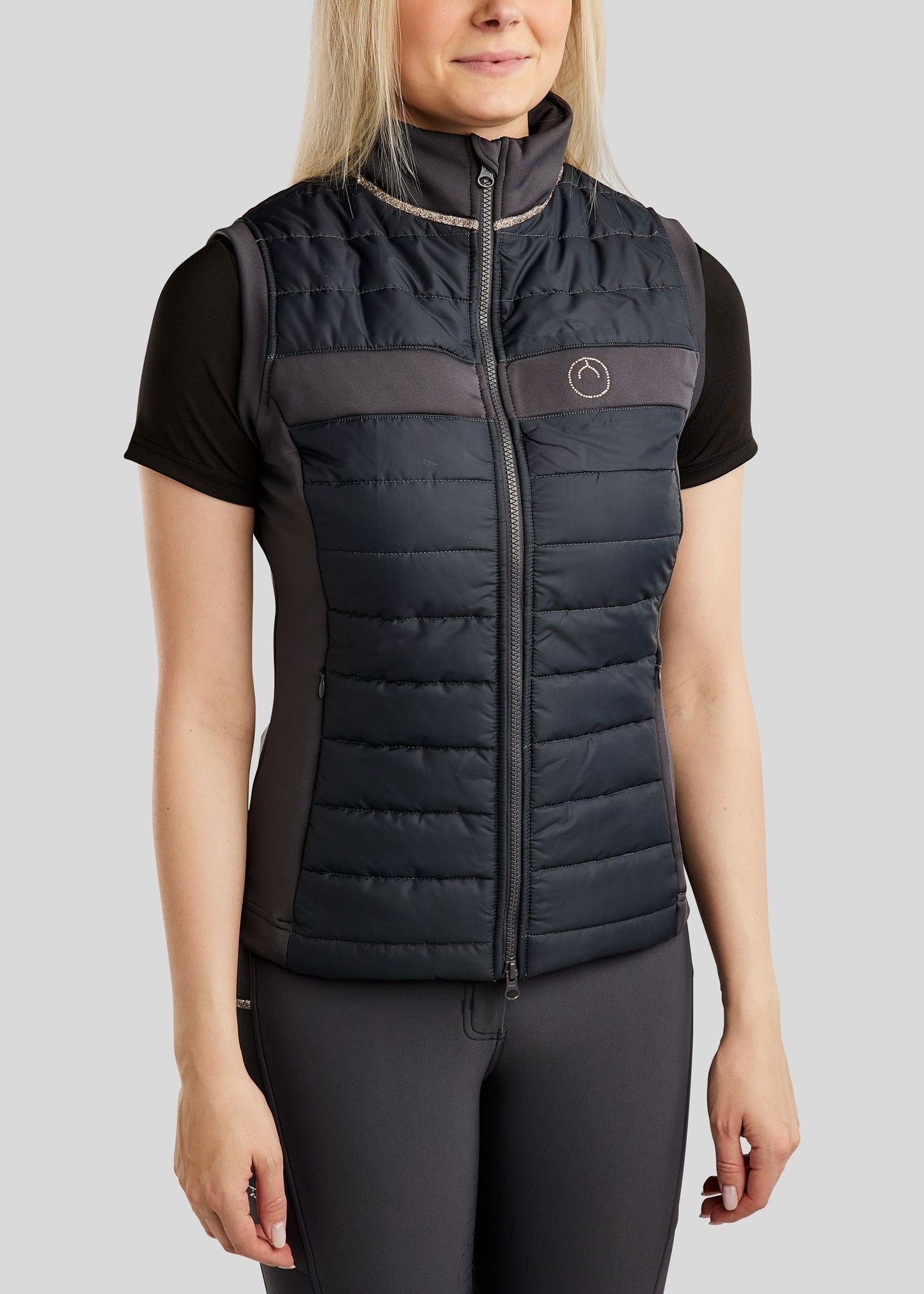 MoLila Chaleco Hybrid Bodywarmer Cristales caviar - Slate Grey
