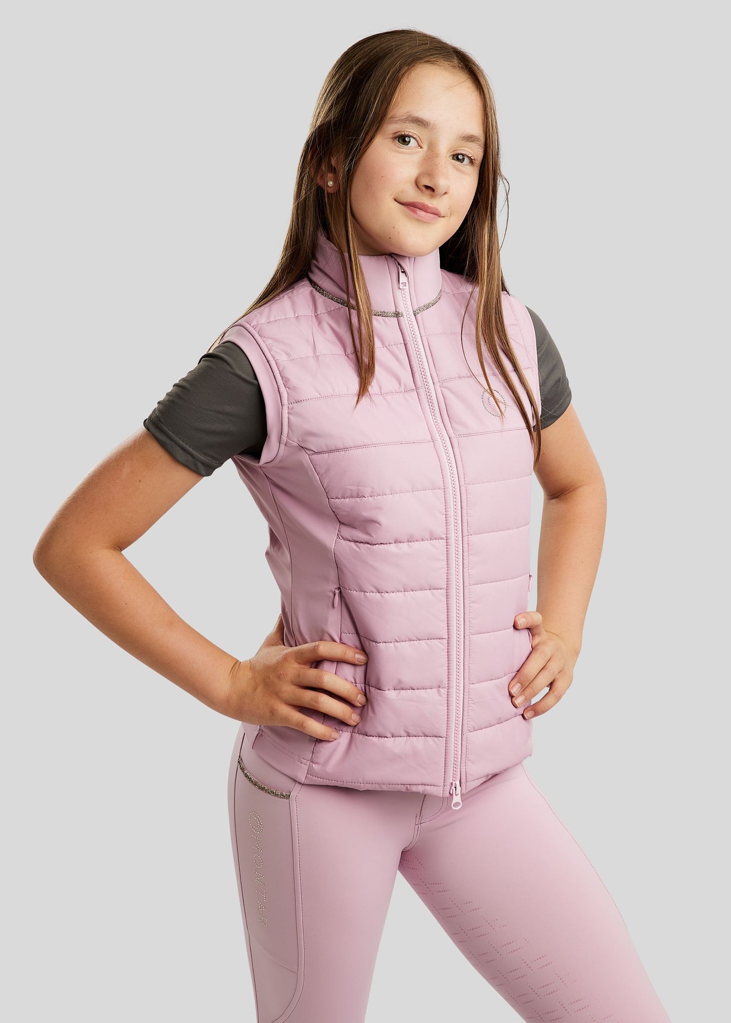 MoLila Junior chaleco hibrido con detalles Champagne - Candy Pink