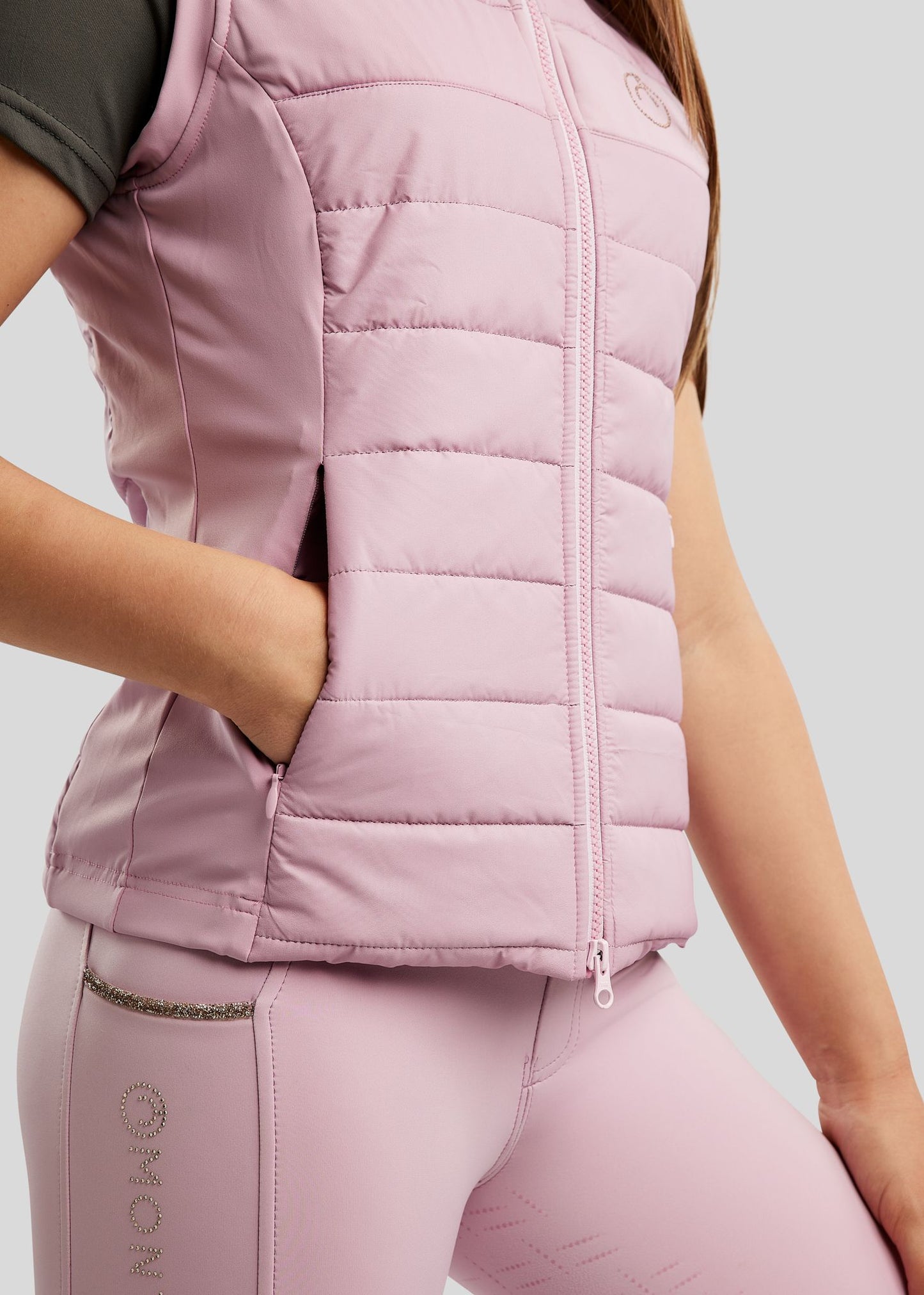 MoLila Junior chaleco hibrido con detalles Champagne - Candy Pink
